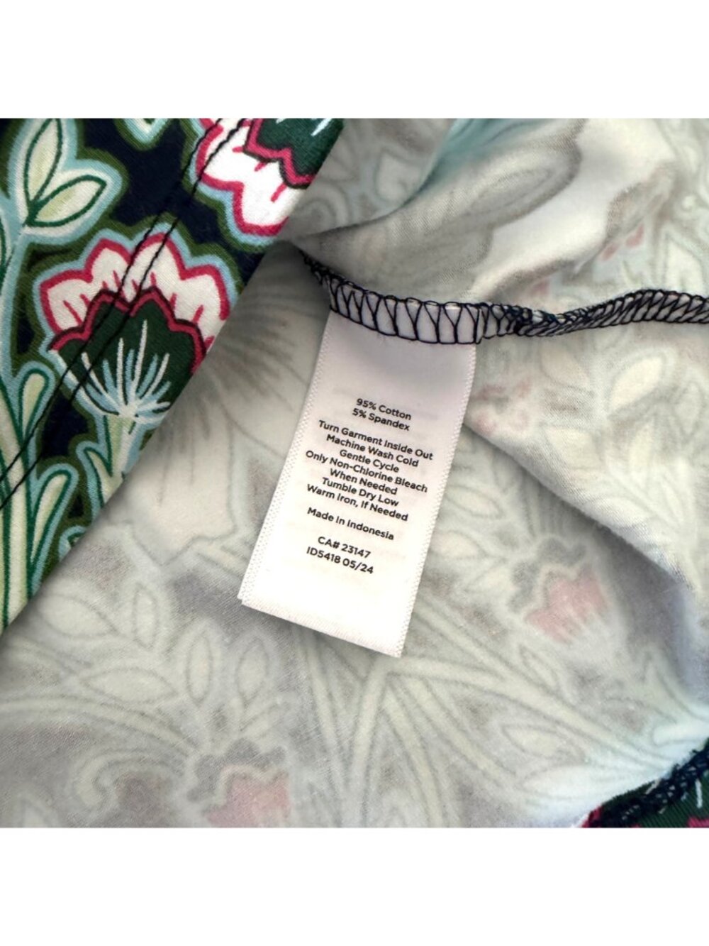 Talbots Tee Botanical Shirt M Womens Blue Green Long Sleeve Floral Cotton Top - Picture 7 of 9